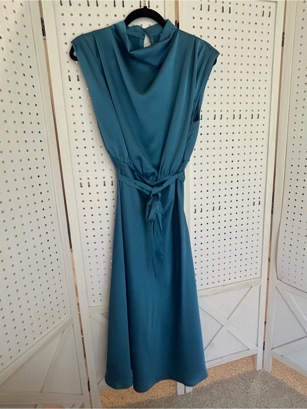 glam Teal Maxi Dress with Belted Waist
